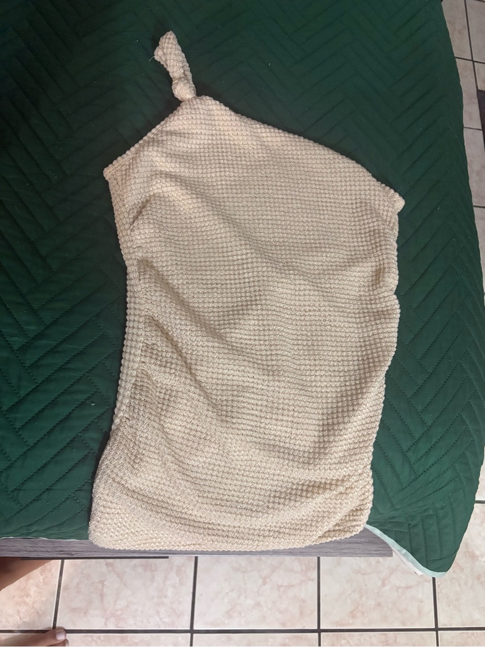 One-Shoulder Cream Knit Skirt